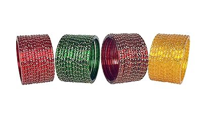 Crown Export Plain and Glossy Finished Raindrop Glass Bangle Set For Women and Girls