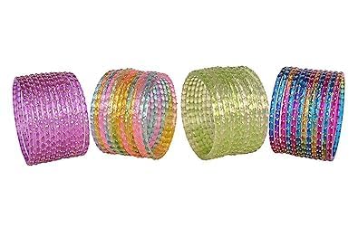 Crown Export Plain and Glossy Finished Raindrop Glass Bangle Set For Women and Girls
