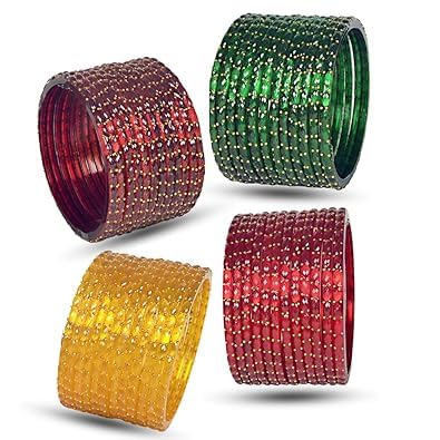 Crown Export Plain and Glossy Finished Raindrop Glass Bangle Set For Women and Girls