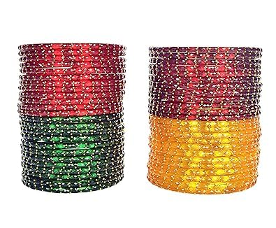 Crown Export Plain and Glossy Finished Raindrop Glass Bangle Set For Women and Girls