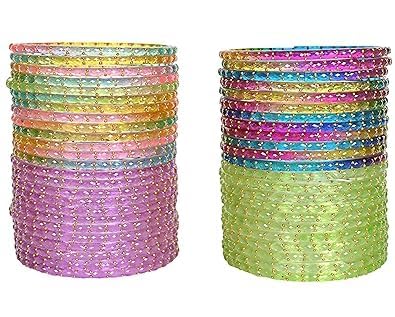 Crown Export Plain and Glossy Finished Raindrop Glass Bangle Set For Women and Girls