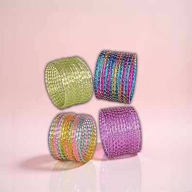 Crown Export Plain and Glossy Finished Raindrop Glass Bangle Set For Women and Girls