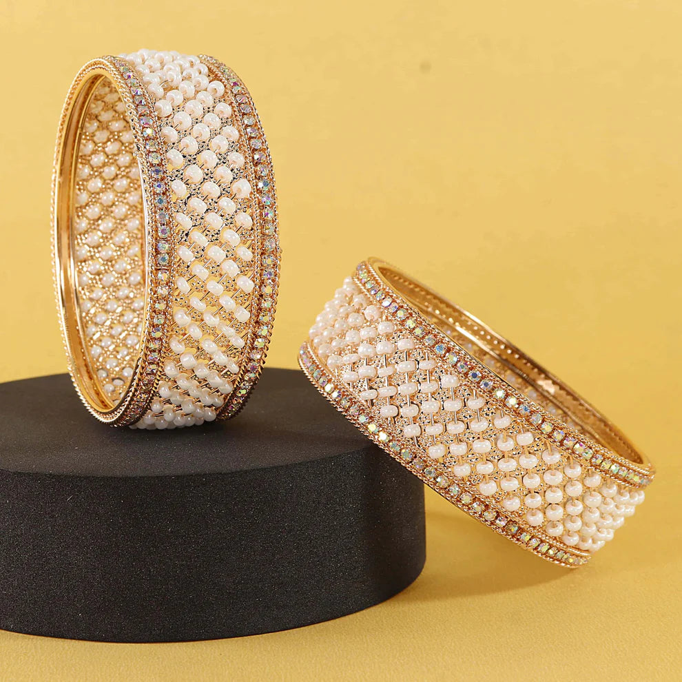 Regal Pearl & RoseGold Bridal Bangles